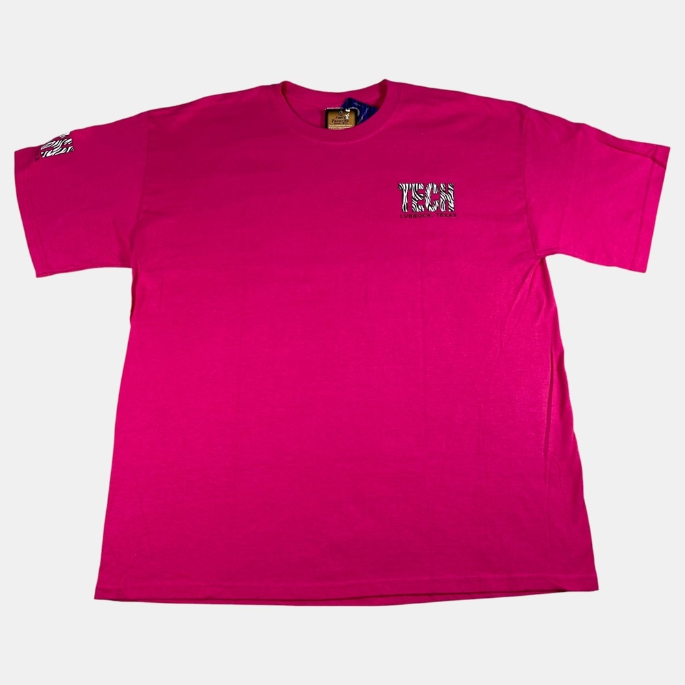 Gildan Women's Hot Pink‎ Shirt Texas Tech Red Raiders Zebra Print XL New